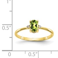 10K Yellow Gold Polished 6x 4mm Oval Genuine August Peridot and Diamond Birthstone Ring view 5