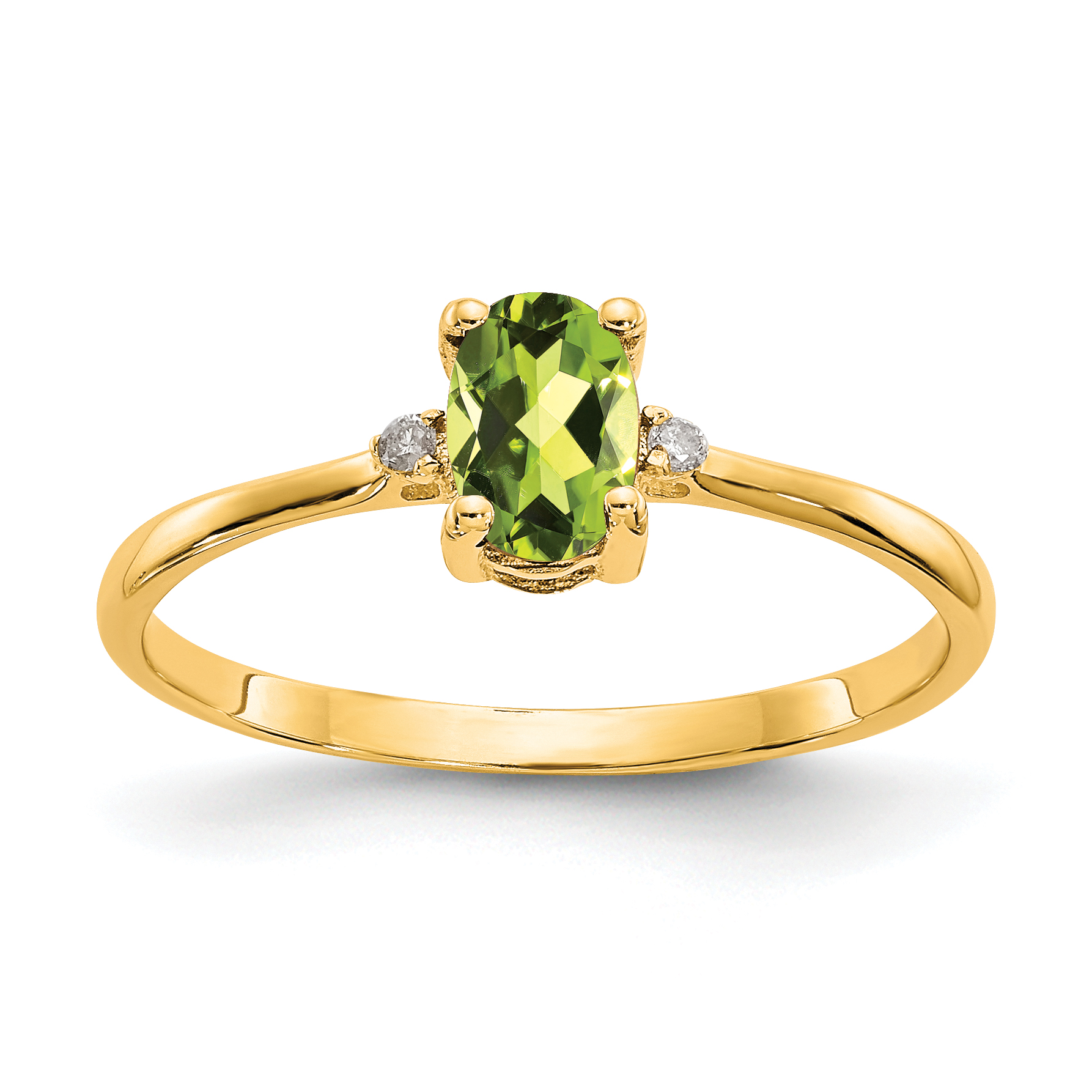 10k Polished Genuine Diamond & Peridot Birthstone Ring (10XBR209)