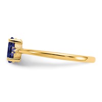 10K Yellow Gold Polished 6x 4mm Oval Genuine September Sapphire and Diamond Birthstone Ring view 3