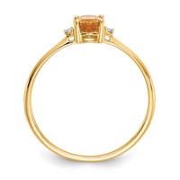 10K Yellow Gold Polished 6x 4mm Oval Genuine November Citrine and Diamond Birthstone Ring view 2