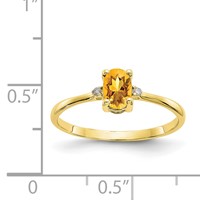 10K Yellow Gold Polished 6x 4mm Oval Genuine November Citrine and Diamond Birthstone Ring view 5