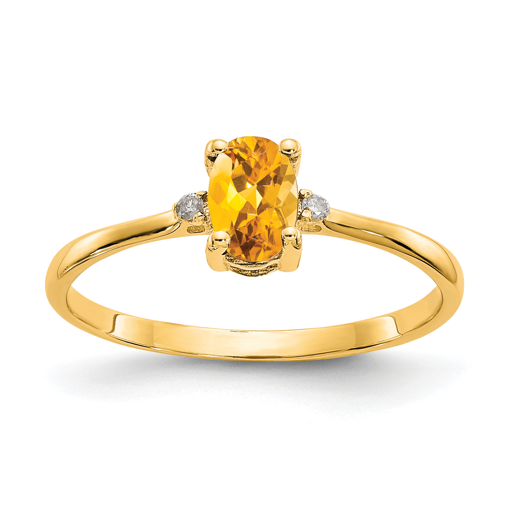 10k Polished Genuine Diamond & Citrine Birthstone Ring (10XBR212)