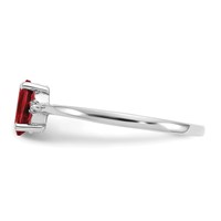 10K White Gold Polished 6x 4mm Oval Genuine January Garnet and Diamond Birthstone Ring view 3