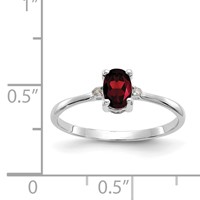 10K White Gold Polished 6x 4mm Oval Genuine January Garnet and Diamond Birthstone Ring view 5