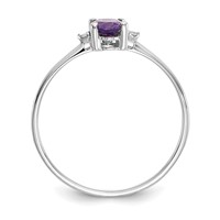 10K White Gold Polished 6x 4mm Oval Genuine February Amethyst and Diamond Birthstone Ring view 2