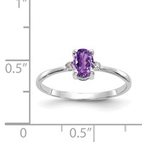 10K White Gold Polished 6x 4mm Oval Genuine February Amethyst and Diamond Birthstone Ring view 5