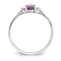 10K White Gold Polished 6x 4mm Oval Genuine June Rhodolite Garnet and Diamond Birthstone Ring view 2