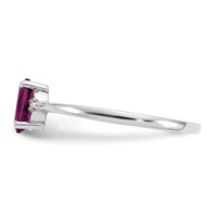 10K White Gold Polished 6x 4mm Oval Genuine June Rhodolite Garnet and Diamond Birthstone Ring view 3