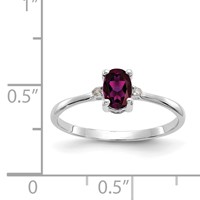 10K White Gold Polished 6x 4mm Oval Genuine June Rhodolite Garnet and Diamond Birthstone Ring view 5