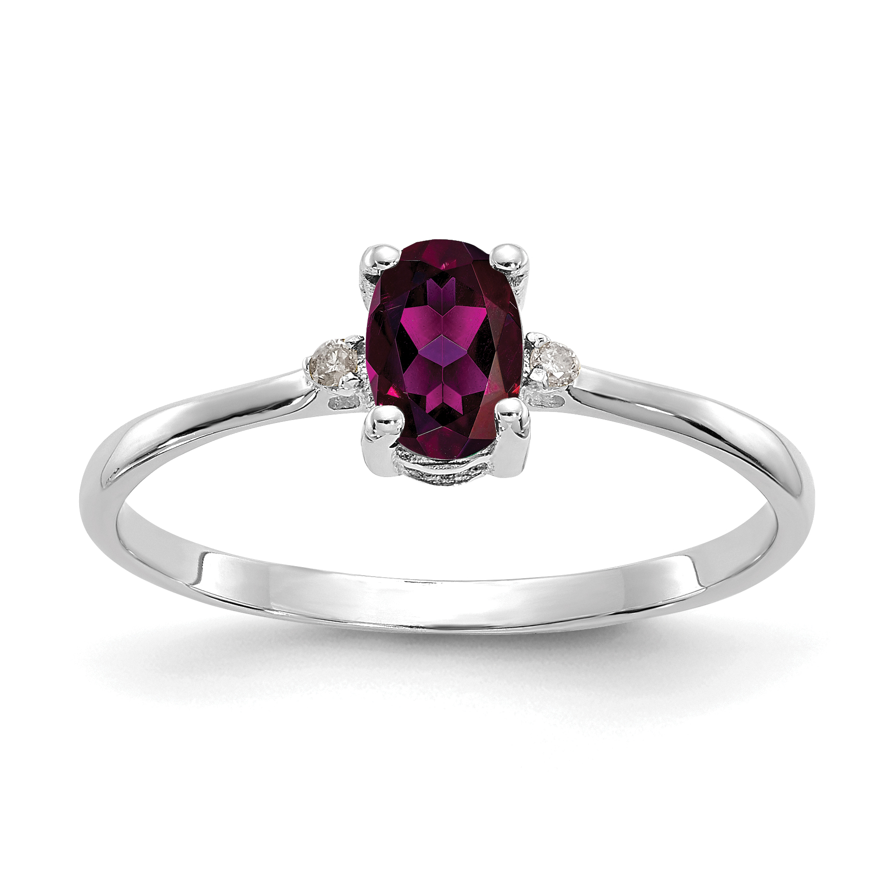 10k WG Polished Genuine Diamond/Rhodolite Garnet Birthstone Ring (10XBR219)