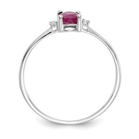 10K White Gold Polished 6x 4mm Oval Genuine July Ruby and Diamond Birthstone Ring view 2