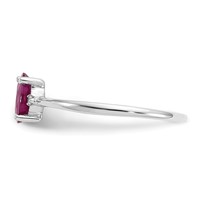 10K White Gold Polished 6x 4mm Oval Genuine July Ruby and Diamond Birthstone Ring view 3
