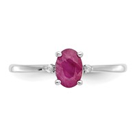 10K White Gold Polished 6x 4mm Oval Genuine July Ruby and Diamond Birthstone Ring view 4