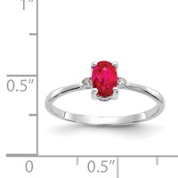 10K White Gold Polished 6x 4mm Oval Genuine July Ruby and Diamond Birthstone Ring view 5