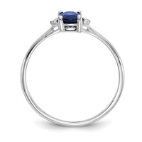 10K White Gold Polished 6x 4mm Oval Genuine September Sapphire and Diamond Birthstone Ring view 2