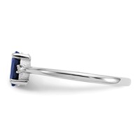 10K White Gold Polished 6x 4mm Oval Genuine September Sapphire and Diamond Birthstone Ring view 3