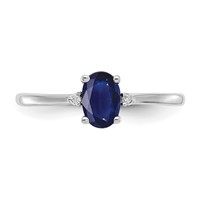 10K White Gold Polished 6x 4mm Oval Genuine September Sapphire and Diamond Birthstone Ring view 4