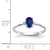 10K White Gold Polished 6x 4mm Oval Genuine September Sapphire and Diamond Birthstone Ring view 5