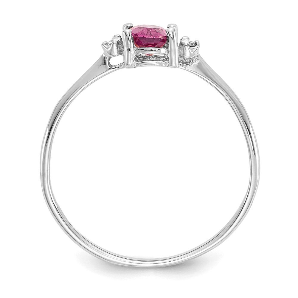 10k White Gold Polished Genuine Dia/Pink Tourmaline Birthstone Ring (10XBR223)