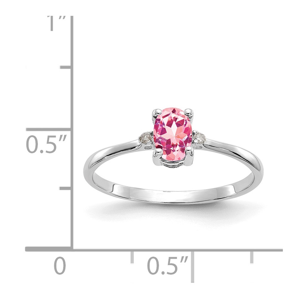 10k White Gold Polished Genuine Dia/Pink Tourmaline Birthstone Ring (10XBR223)