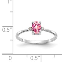 10K White Gold Polished 6x 4mm Oval Genuine October Pink Tourmaline and Diamond Birthstone Ring view 5