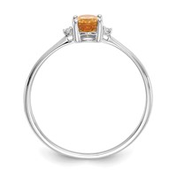 10K White Gold Polished 6x 4mm Oval Genuine November Citrine and Diamond Birthstone Ring view 2