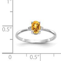 10K White Gold Polished 6x 4mm Oval Genuine November Citrine and Diamond Birthstone Ring view 5