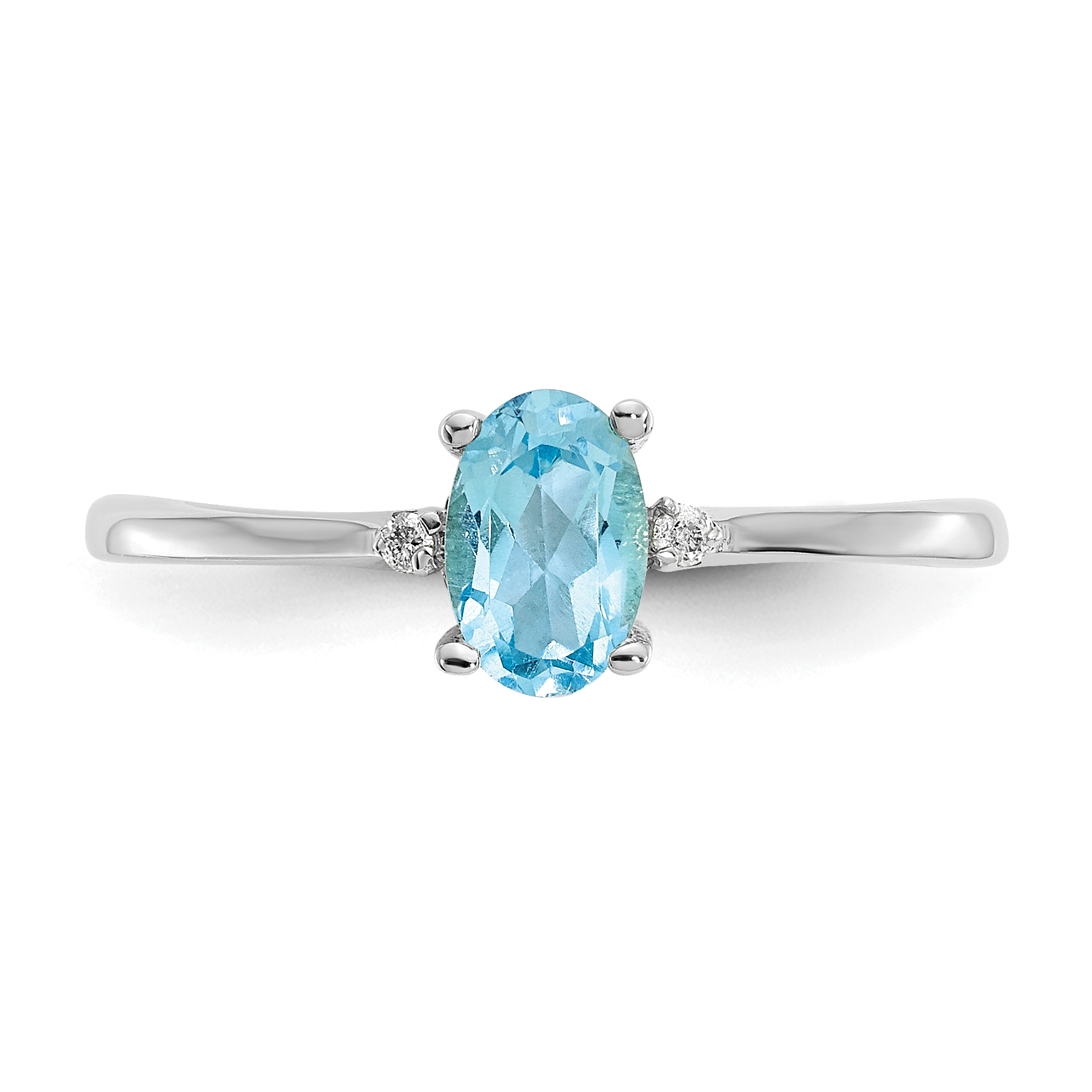 10k Gold Polished Genuine Diamond/Blue Topaz Birthstone Ring 10XBR225 - Afbeelding 4 van 6