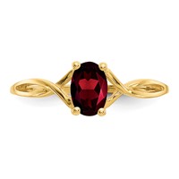 10K Yellow Gold Polished 6x 4mm Oval Genuine January Garnet Birthstone Ring view 5