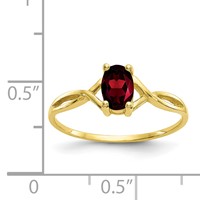 10K Yellow Gold Polished 6x 4mm Oval Genuine January Garnet Birthstone Ring view 4