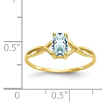 10K Yellow Gold Polished 6x 4mm Oval Genuine March Aquamarine Birthstone Ring view 4