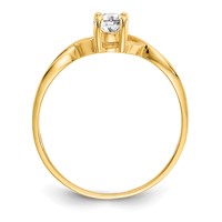 10K Yellow Gold Polished 6x 4mm Oval Genuine April White Topaz Birthstone Ring view 2