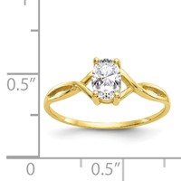 10K Yellow Gold Polished 6x 4mm Oval Genuine April White Topaz Birthstone Ring view 4
