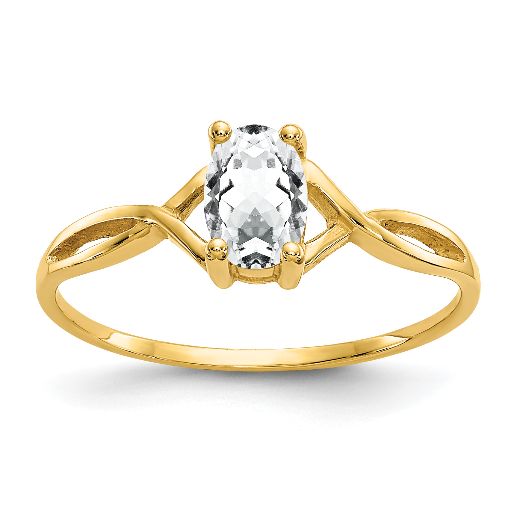10k Polished Genuine White Topaz Birthstone Ring (10XBR229)