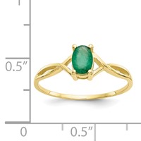 10K Yellow Gold Polished 6x 4mm Oval Genuine May Emerald Birthstone Ring view 4