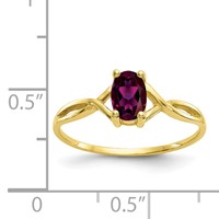 10K Yellow Gold Polished 6x 4mm Oval Genuine June Rhodolite Garnet Birthstone Ring view 4