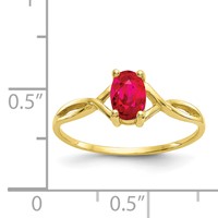 10K Yellow Gold Polished 6x4mm Oval Genuine July Ruby Birthstone Ring - Size 7 view 4