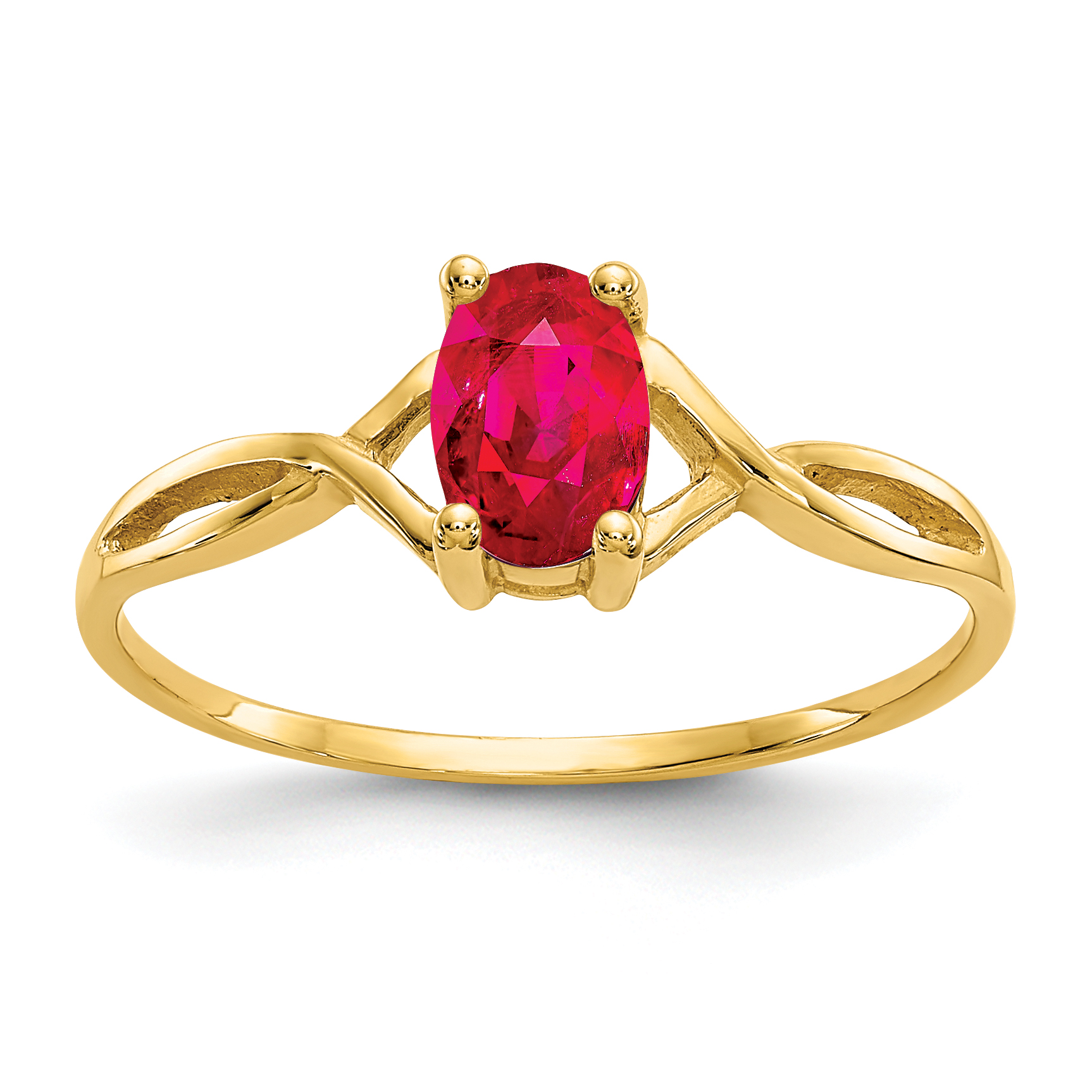 10k Polished Genuine Ruby Birthstone Ring (10XBR232)