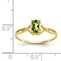 10K Yellow Gold Polished 6x 4mm Oval Genuine August Peridot Birthstone Ring view 4