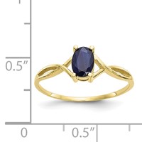 10K Yellow Gold Polished 6x 4mm Oval Genuine September Sapphire Birthstone Ring view 4