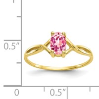 10K Yellow Gold Polished 6x 4mm Oval Genuine October Pink Tourmaline Birthstone Ring view 4