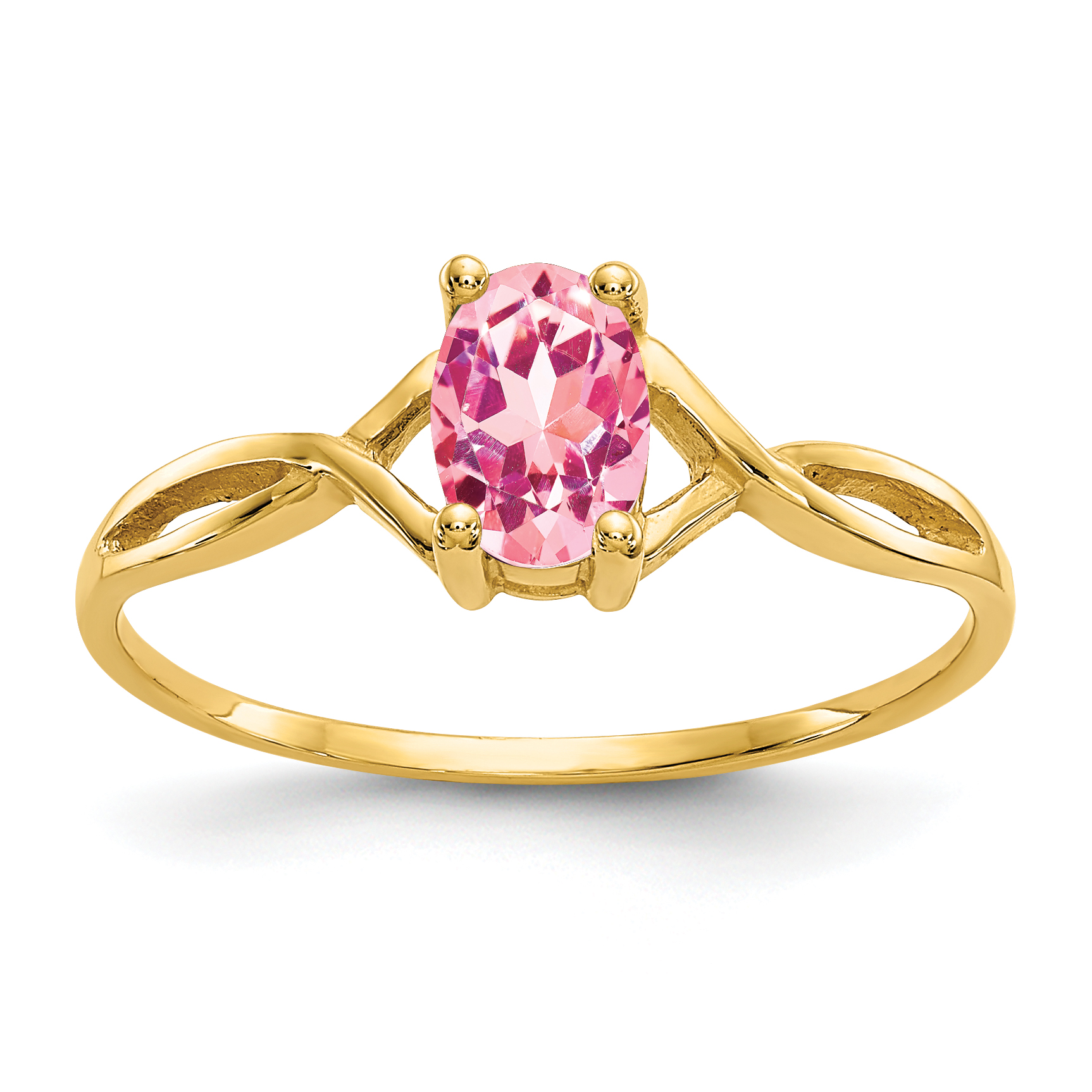 10k Polished Genuine Pink Tourmaline Birthstone Ring (10XBR235)