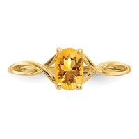 10K Yellow Gold Polished 6x 4mm Oval Genuine November Citrine Birthstone Ring view 5