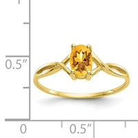 10K Yellow Gold Polished 6x 4mm Oval Genuine November Citrine Birthstone Ring view 4