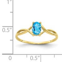 10K Yellow Gold Polished 6x 4mm Oval Genuine December Blue Topaz Birthstone Ring view 4
