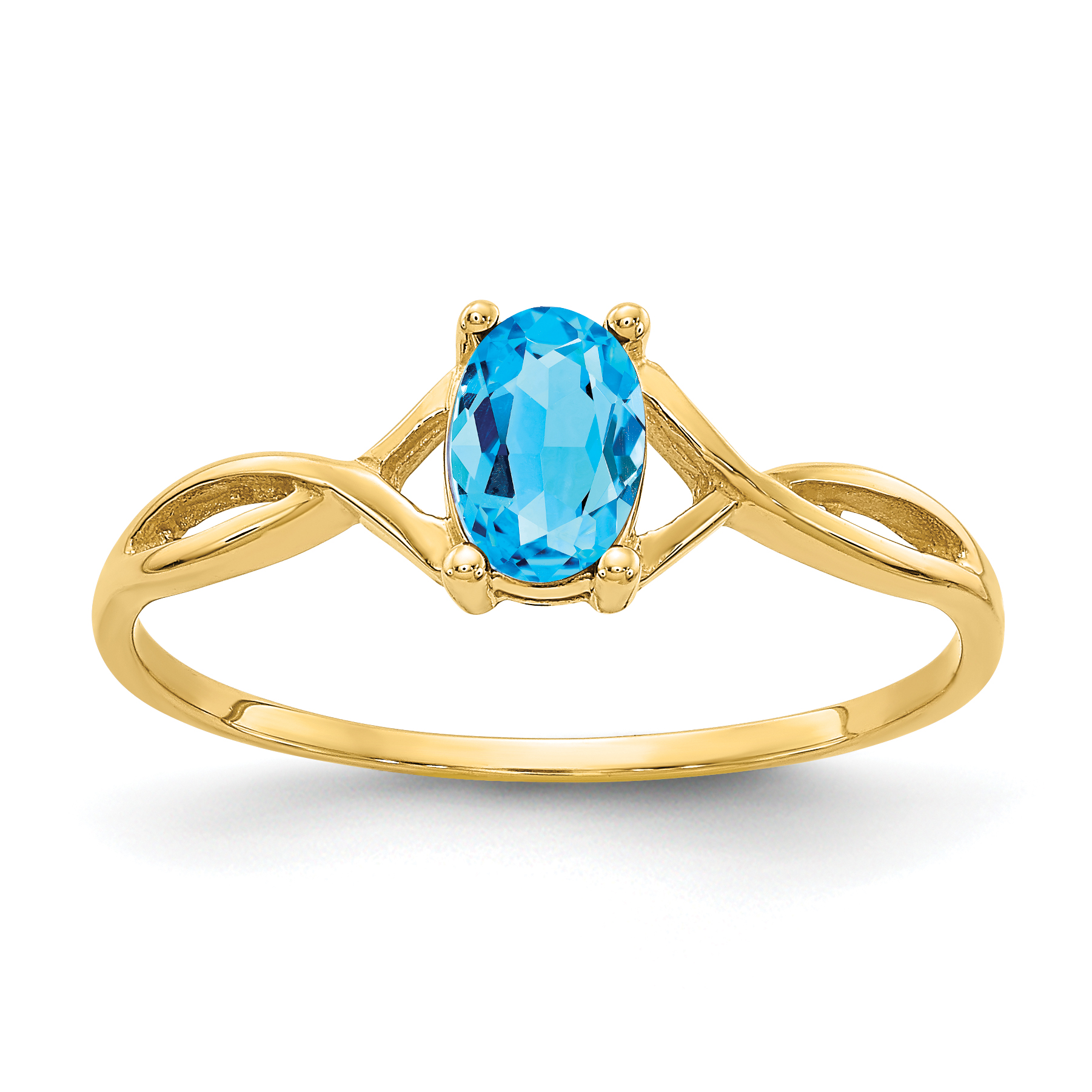 10k Polished Genuine Blue Topaz Birthstone Ring (10XBR237)