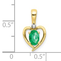 10K Yellow Gold Diamond and Oval Emerald Heart Pendant view 3