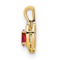 10K Yellow Gold 0.50 Point Diamond and Oval Ruby Heart Pendant view 2