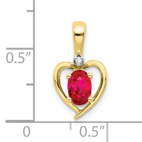 10K Yellow Gold 0.50 Point Diamond and Oval Ruby Heart Pendant view 3