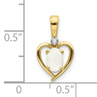 10K Yellow Gold Diamond and Oval Opal Heart Pendant view 3